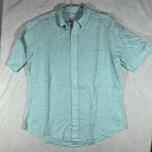 Brooks Brothers Size Medium Regent 100% Irish Linen Mint Checkered Casual Shirt